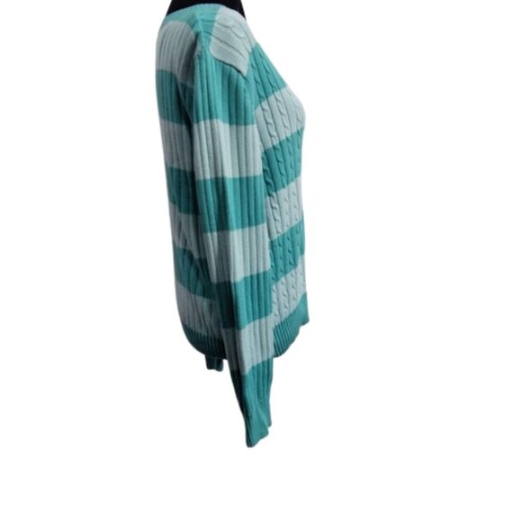 Vintage Duck Head Sweater Long Sleeve Tiffany Blue Striped 100% Cotton Size M - Picture 4 of 9